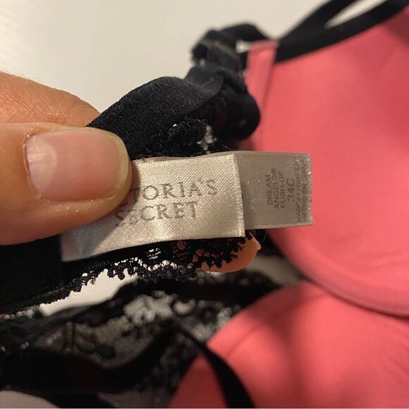 Victoria’s Secret Dream Angels push up Black pink Lace sexy Bra 34C - Picture 10 of 10